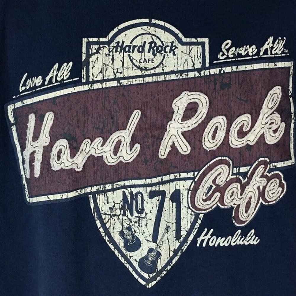 Hard Rock Cafe Mens Honolulu TShirt Size Large 3 D Letters Graphic Tee Rare